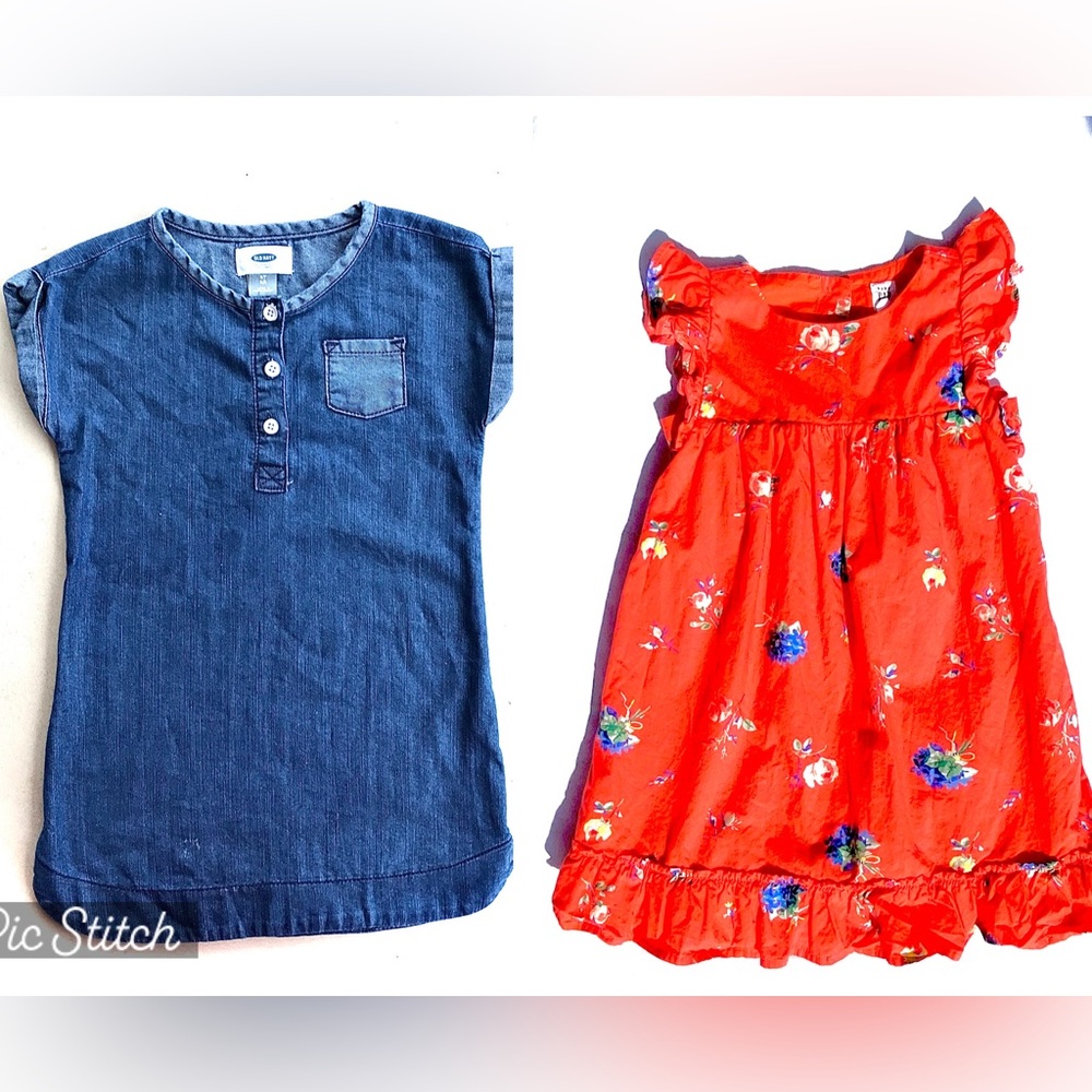 4T Gap Floral Dress and Old Navy Denim Dress - Picture 1 of 8